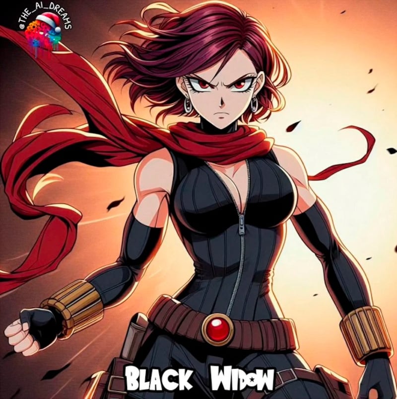 Black Widow como personaje de Dragon Ball - The AI Dreams