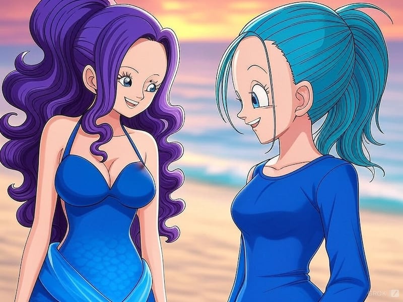 Fusión de Bulma y Viola - Dragon Ball y One Piece - imagen de Grok