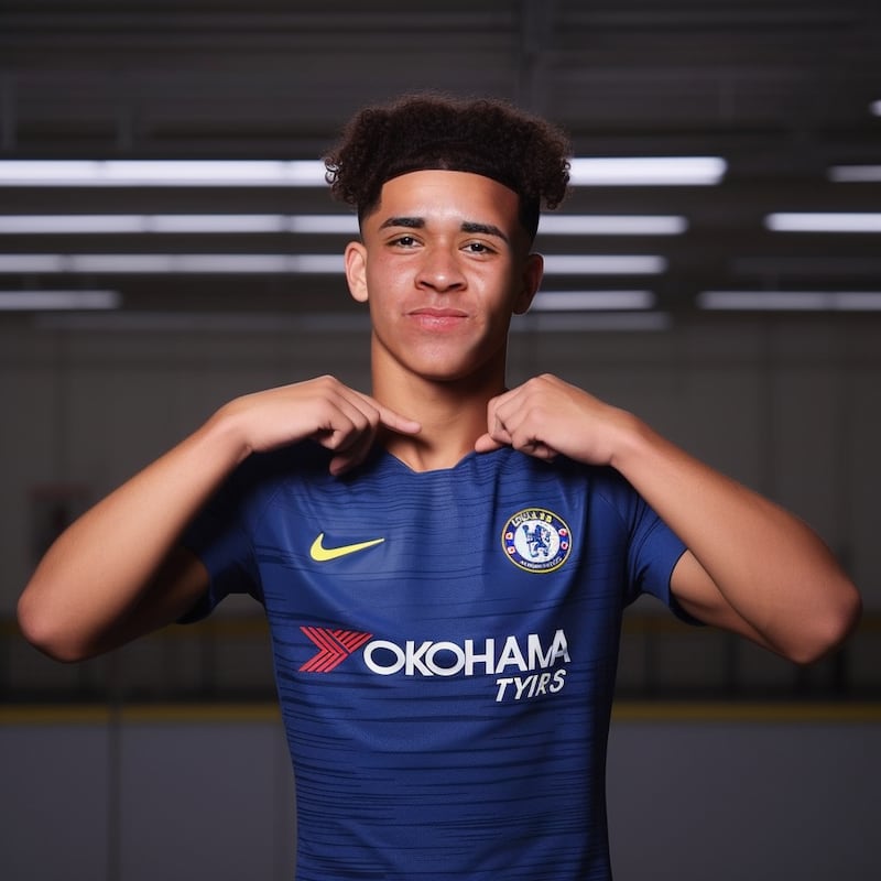 Midjourney muestra como se vería Kendry Páez con la camiseta del Chelsea a sus 18 años