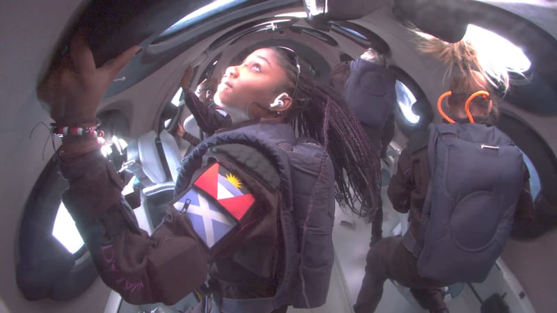 Ana Mayers durante el viaje al espacio