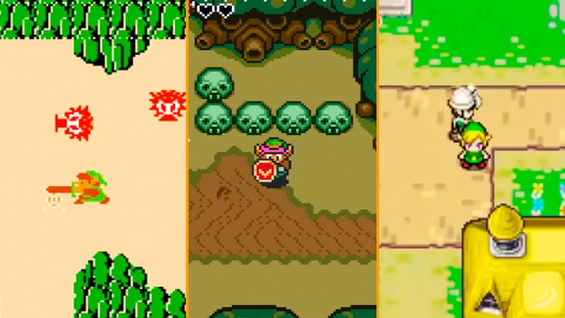 The Legend of Zelda (1986), The Legend of Zelda: A link to the past (1991), The Legend of Zelda: The Minish Cap (2004)