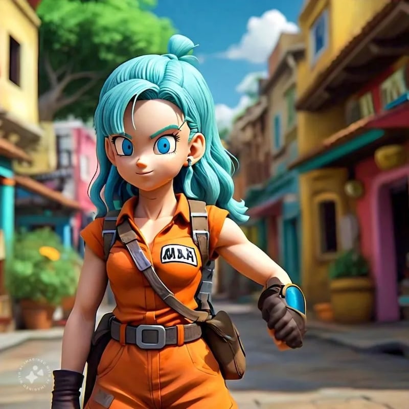 Bulma de Dragon Ball estilo Pixar