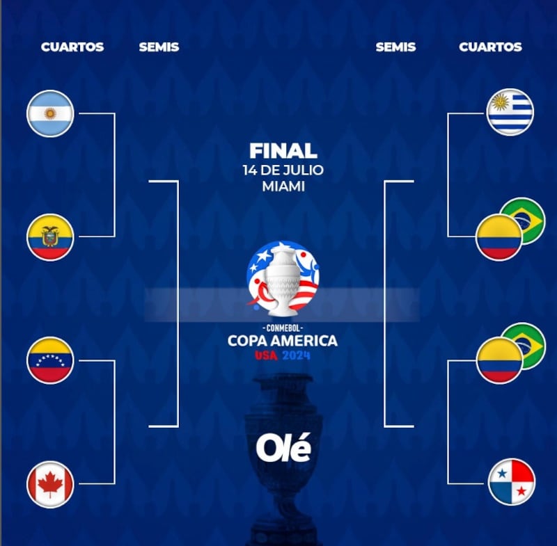 Cuadro de la Copa América cortesía Diario Olé