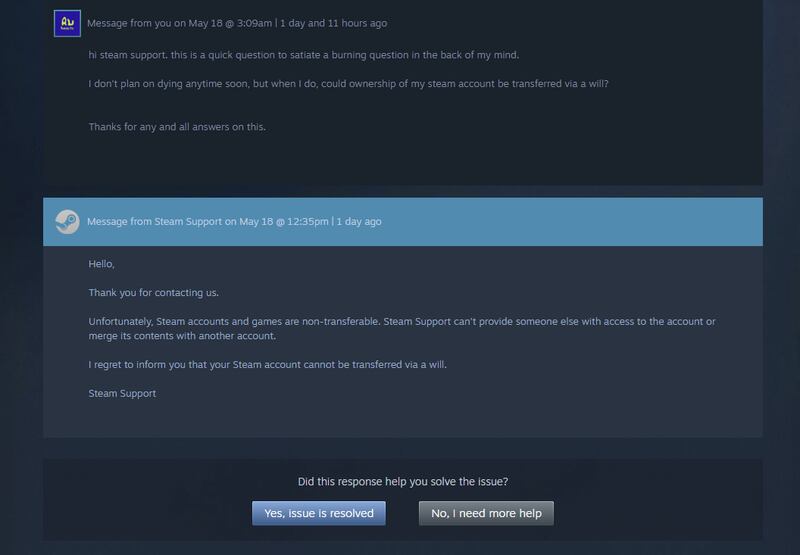 La PC Master Race reacciona al comentario en foros del staff de Steam sobre lo que le sucede a los juegos que compraste cuando te mueres.