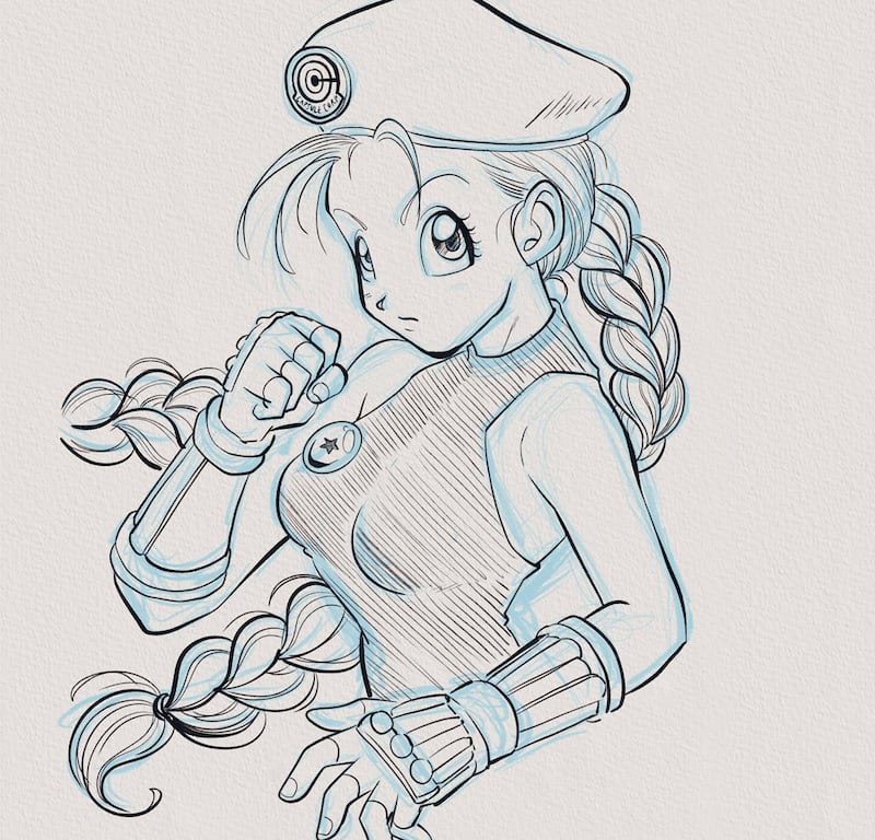 Bulma con el traje de Cammy.