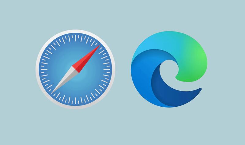 Logos de Safari (izquierda) y Microsoft Edge (derecha).