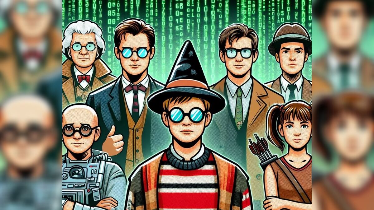 Personajes del Cine y la TV más geeks o frikis según la Inteligencia artificial: Imagen hecha por Copilot de Microsoft