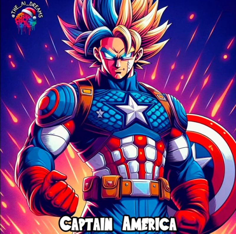 Capitán América como personaje de Dragon Ball - The AI Dreams