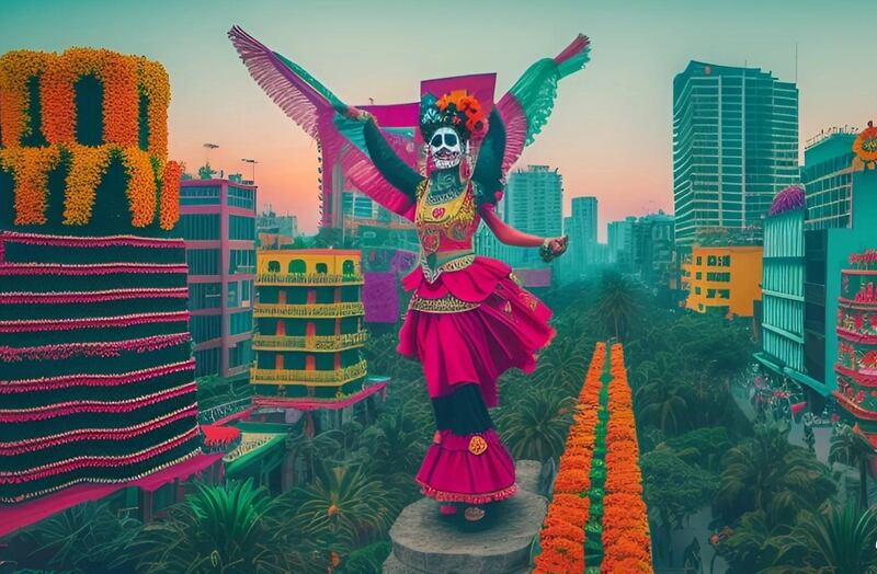 CDMX Día de Muertos IA Nostalgiatime 1999